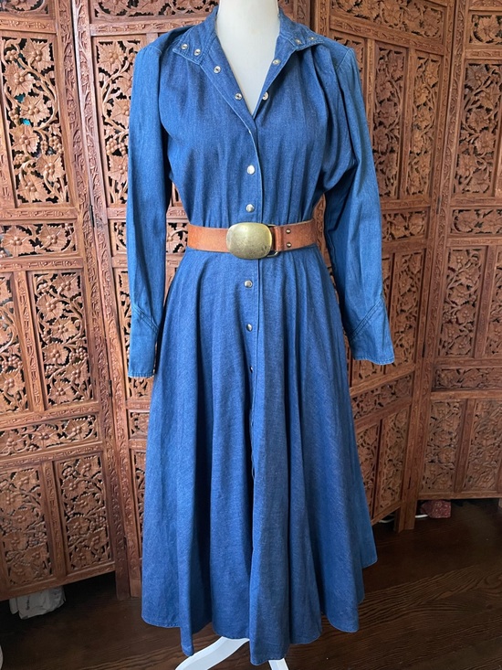 American Vintage Dresses & Skirts - American Vintage Western Denim Jean Button-Front Midi Maxi Dress